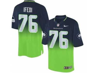 Nike Seattle Seahawks #76 Germain Ifedi Steel Blue-Green Men's Stitched NFL Elite Fadeaway Fashion Jersey