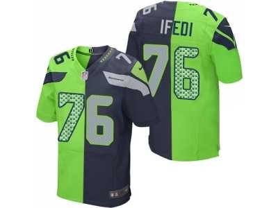 Nike Seattle Seahawks #76 Germain Ifedi Steel Blue Green Men's Stitched NFL Elite Split Jersey