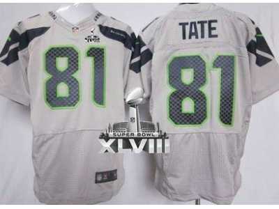 Nike Seattle Seahawks #81 Golden Tate Grey Alternate Super Bowl XLVIII NFL Elite Jersey