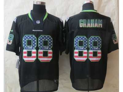 Nike Seattle Seahawks #88 Jimmy Graham Black Jerseys(USA Flag Fashion Elite)