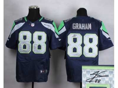 Nike Seattle Seahawks #88 Jimmy Graham blue jerseys(Elite)(Signature)