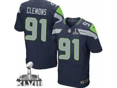 Nike Seattle Seahawks #91 Chris Clemons Steel Blue Team Color Super Bowl XLVIII NFL Elite Jerse