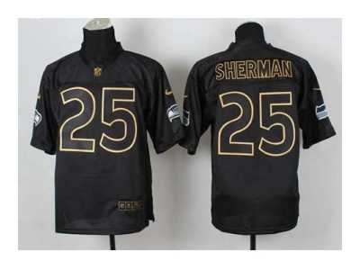 Nike jerseys seattle seahawks #25 sherman black[Elite gold lettering fashion]