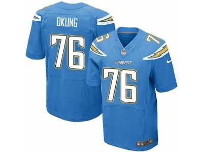Men's Nike Los Angeles Chargers #76 Russell Okung Elite Electric Blue Alternate NFL Jersey