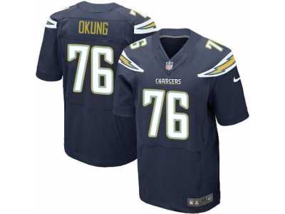 Men's Nike Los Angeles Chargers #76 Russell Okung Elite Navy Blue Team Color NFL Jersey