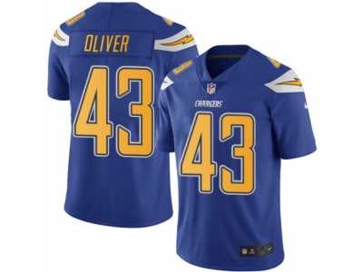 Men's Nike San Diego Chargers #43 Branden Oliver Elite Electric Blue Rush NFL Jersey