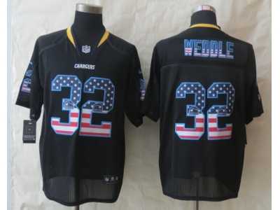 Nike San Diego Charger #32 Weddle Black Jerseys(USA Flag Fashion Elite)