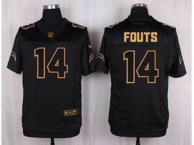 Nike San Diego Chargers #14 Dan Fouts Black Pro Line Gold Collection Jersey(Elite)