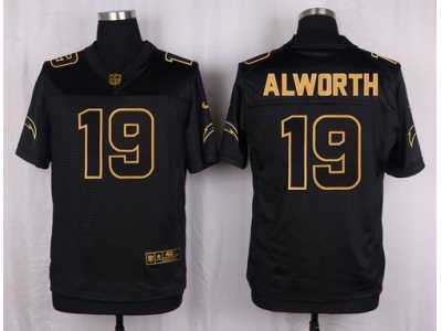 Nike San Diego Chargers #19 Lance Alworth Black Pro Line Gold Collection Jersey(Elite)