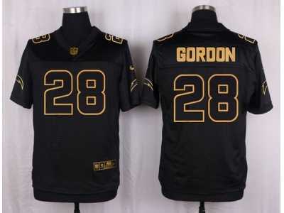 Nike San Diego Chargers #28 Melvin Gordon Black Pro Line Gold Collection Jersey(Elite)
