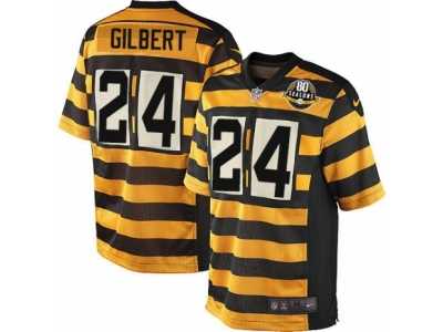 Men's Nike Pittsburgh Steelers #24 Justin Gilbert Game Yellow Black Alternate 80TH Anniversary Throwback NFL Jersey