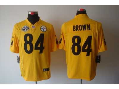 Nike NFL Pittsburgh Steelers #84 Antonio Brown Yellow Jerseys W 80TH Patch(Game)