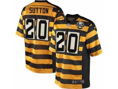 Men's Nike Pittsburgh Steelers #20 Cameron Sutton Elite Yellow Black Alternate 80TH Anniversary Throwback NFL Jersey
