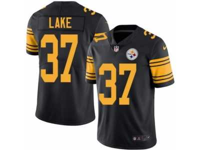 Men's Nike Pittsburgh Steelers #37 Carnell Lake Elite Black Rush NFL Jersey