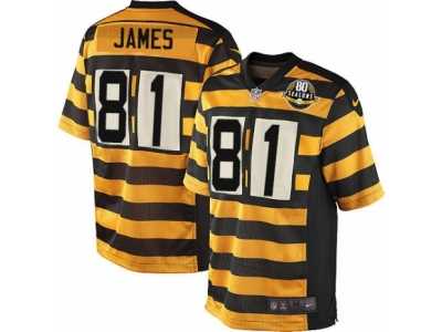 Men's Nike Pittsburgh Steelers #81 Jesse James Elite Yellow Black Alternate 80TH Anniversary Throwback NFL Jersey