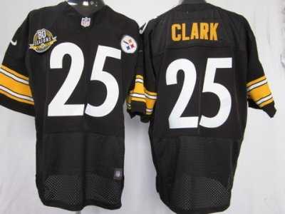 Nike NFL Pittsburgh Steelers #25 Ryan Clark Black Jerseys W 80 Anniversary Patch (Elite)