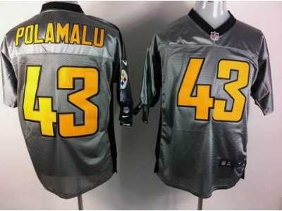 Nike NFL Pittsburgh Steelers #43 Troy Polamalu Grey Shadow Jerseys