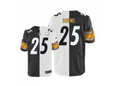 Nike Pittsburgh Steelers #25 Artie Burns White Black Men's Stitched NFL Elite Split Jersey