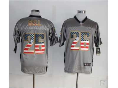 Nike Pittsburgh Steelers #26 Le'Veon Bell grey Jerseys(Elite USA Flag Fashion)