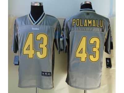 Nike Pittsburgh Steelers #43 Polamalu Grey Jerseys(Vapor Elite)