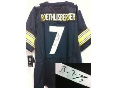 Nike Pittsburgh Steelers #7 Ben Roethlisberger Black Jerseys(Signed Elite)