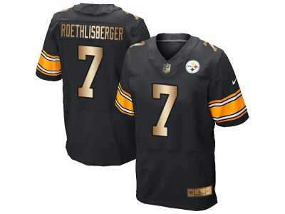 Nike Pittsburgh Steelers #7 Ben Roethlisberger Black Team Color Men's Stitched NFL Elite Gold Jersey