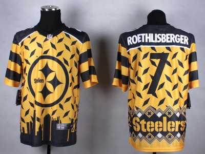 Nike Pittsburgh Steelers #7 Ben Roethlisberger yellow Jerseys(Style Noble Fashion Elite)