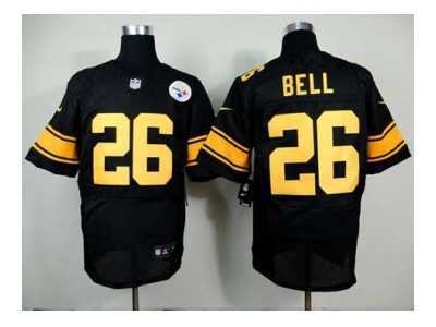 Nike pittsburgh steelers #26 bell black jerseys[Elite][number yellow]
