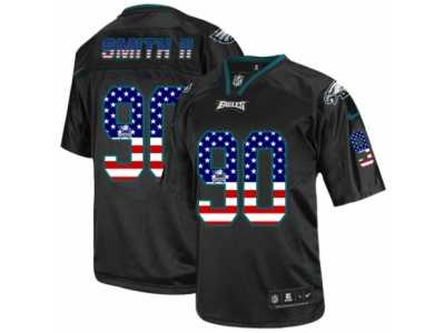 Men's Nike Philadelphia Eagles #90 Marcus Smith II Elite Black USA Flag Fashion NFL Jersey