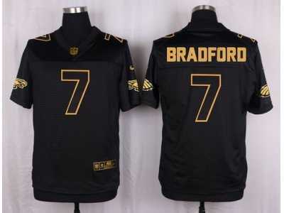 Nike Philadelphia Eagles #7 Sam Bradford Black Pro Line Gold Collection Jersey(Elite)