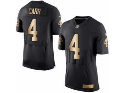 Men's Nike Oakland Raiders #4 Derek Carr Elite Black Gold Team Color NFL Jersey