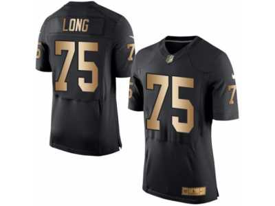 Men's Nike Oakland Raiders #75 Howie Long Elite Black Gold Team Color NFL Jersey