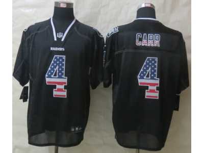 Nike Oakland Raiders #4 Carr Black Jerseys(Elite USA Flag Fashion)