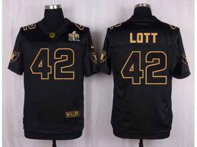 Nike Oakland Raiders #42 Ronnie Lott Black Pro Line Gold Collection Jersey(Elite)