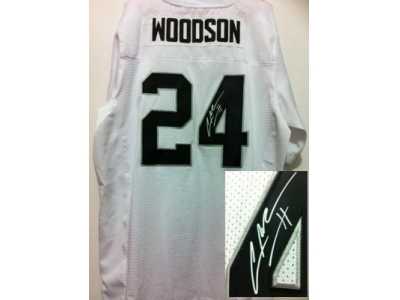 Nike Oakland raider #24 Charles Woodson white jersey[Elite signature]