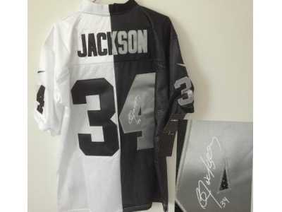 Nike jerseys oakland raiders #34 jackson white-black[Elite split signature]