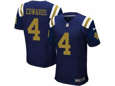 Men\'s Nike New York Jets #4 Lac Edwards Elite Navy Blue Alternate NFL Jersey