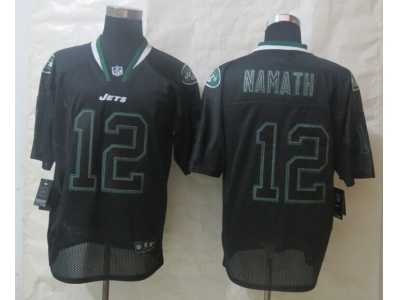 Nike New York Jets #12 Namath Black Jerseys(Lights Out Elite)
