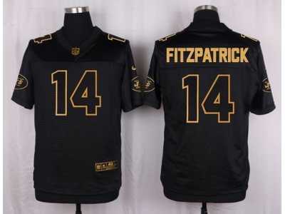 Nike New York Jets #14 Ryan Fitzpatrick Black Pro Line Gold Collection Jersey(Elite)