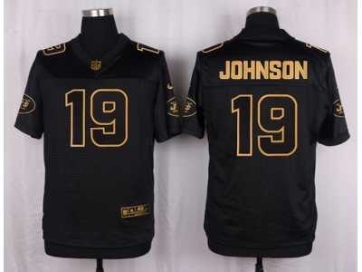 Nike New York Jets #19 Keyshawn Johnson Black Pro Line Gold Collection Jersey(Elite)