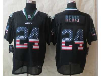 Nike New York Jets #24 Darrelle Revis Black Jerseys(USA Flag Fashion Elite)