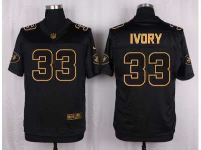 Nike New York Jets #33 Chris Ivory Black Pro Line Gold Collection Jersey(Elite)