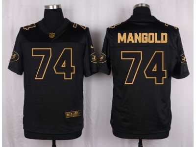 Nike New York Jets #74 Nick Mangold Black Pro Line Gold Collection Jersey(Elite)