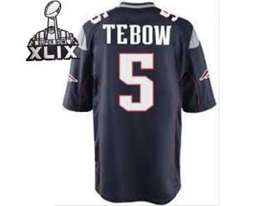 2015 Super Bowl XLIX Nike NFL New England Patriots #5 Tim Tebow Blue Jerseys(Game)