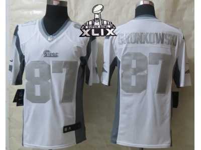 2015 Super Bowl XLIX Nike New England Patriots #87 Gronkowski Platinum White jerseys[game]