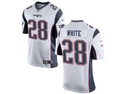 Men's Nike New England Patriots #28 James White Game White NFL Jersey