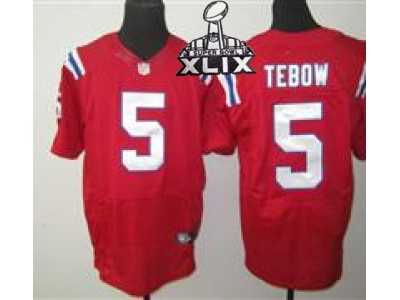 2015 Super Bowl XLIX Nike NFL New England Patriots #5 Tim Tebow Red Jerseys(Elite)