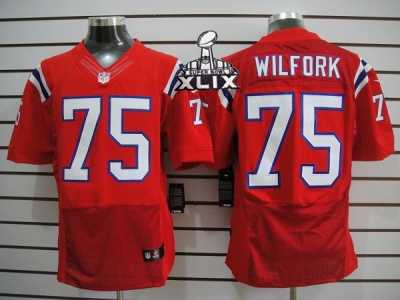 2015 Super Bowl XLIX Nike NFL New England Patriots #75 Wilfork Red Jerseys(Elite)