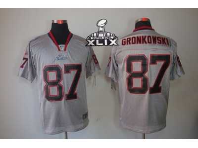 2015 Super Bowl XLIX Nike NFL New England Patriots #87 Rob Gronkowski grey jerseys[Elite lights out]