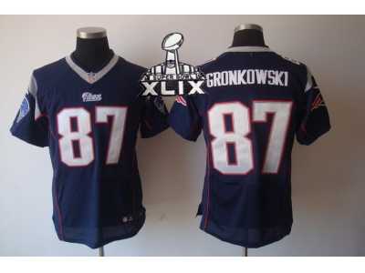 2015 Super Bowl XLIX Nike NFL new england patriots #87 gronkowski blue Elite jerseys